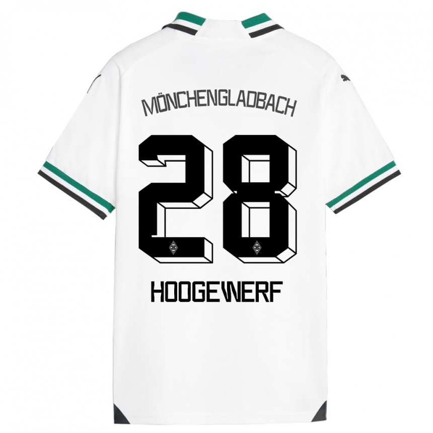 メンズフットボールディロン・フーゲワーフ#28ホワイトグリーンホームシャツ2023/24ジャージーユニフォーム