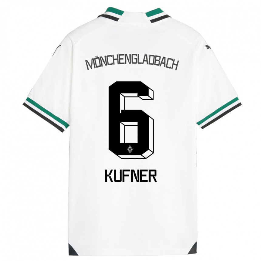 メンズフットボールアン＝キャサリン・クフナー#6ホワイトグリーンホームシャツ2023/24ジャージーユニフォーム