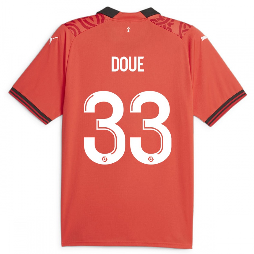 メンズフットボールデジレ・ドゥエ#33赤ホームシャツ2023/24ジャージーユニフォーム