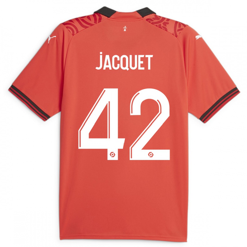メンズフットボールジェレミー・ジャケ#42赤ホームシャツ2023/24ジャージーユニフォーム