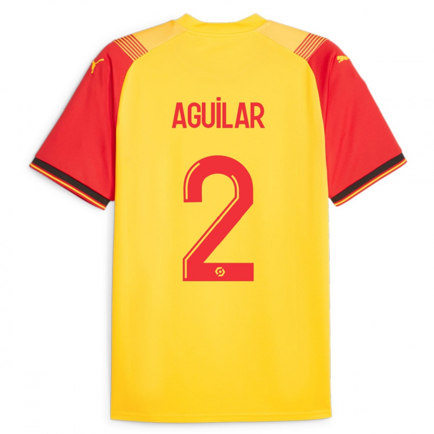 メンズフットボールルベン・アギラール#2イエローホームシャツ2023/24ジャージーユニフォーム