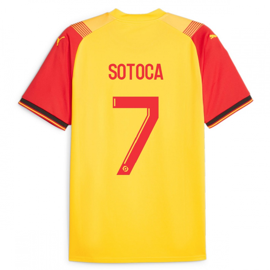 メンズフットボールフロリアン・ソトカ#7イエローホームシャツ2023/24ジャージーユニフォーム