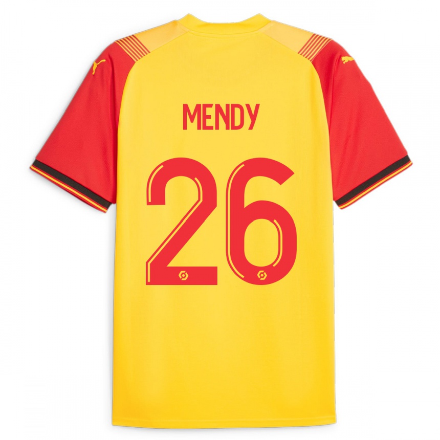メンズフットボールナンパリス・メンディ#26イエローホームシャツ2023/24ジャージーユニフォーム