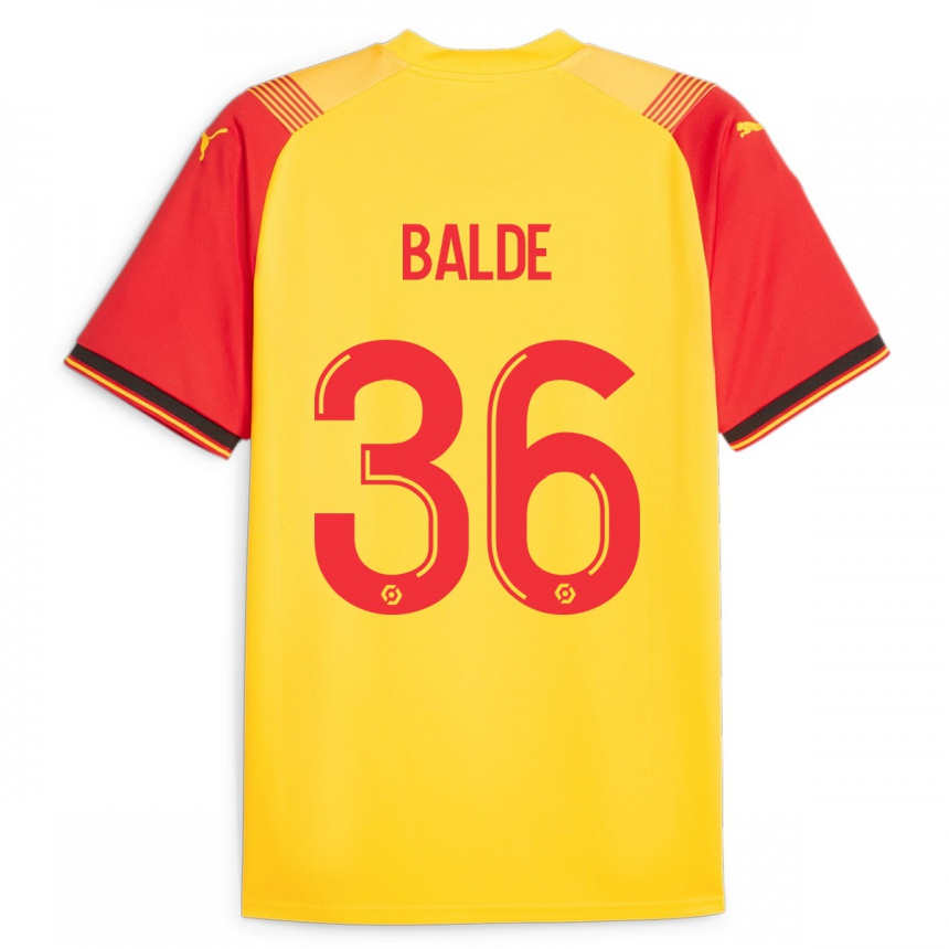 メンズフットボールイブラヒマ・バルデ#36イエローホームシャツ2023/24ジャージーユニフォーム