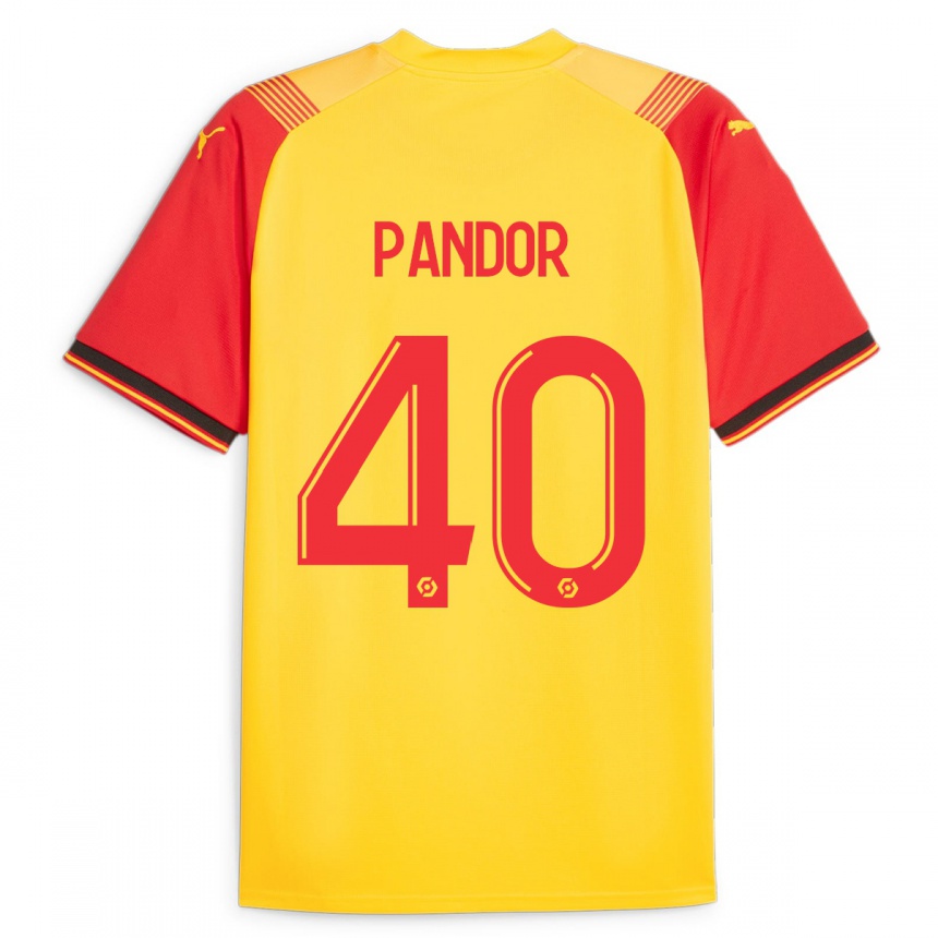 メンズフットボールヤニック・パンドール#40イエローホームシャツ2023/24ジャージーユニフォーム