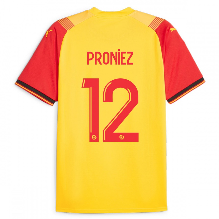 メンズフットボールファニー・プロニエス#12イエローホームシャツ2023/24ジャージーユニフォーム