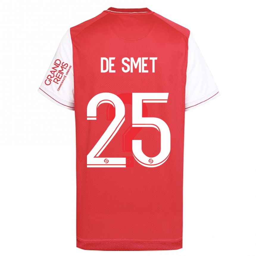 メンズフットボールティボー・デ・スメット#25赤ホームシャツ2023/24ジャージーユニフォーム