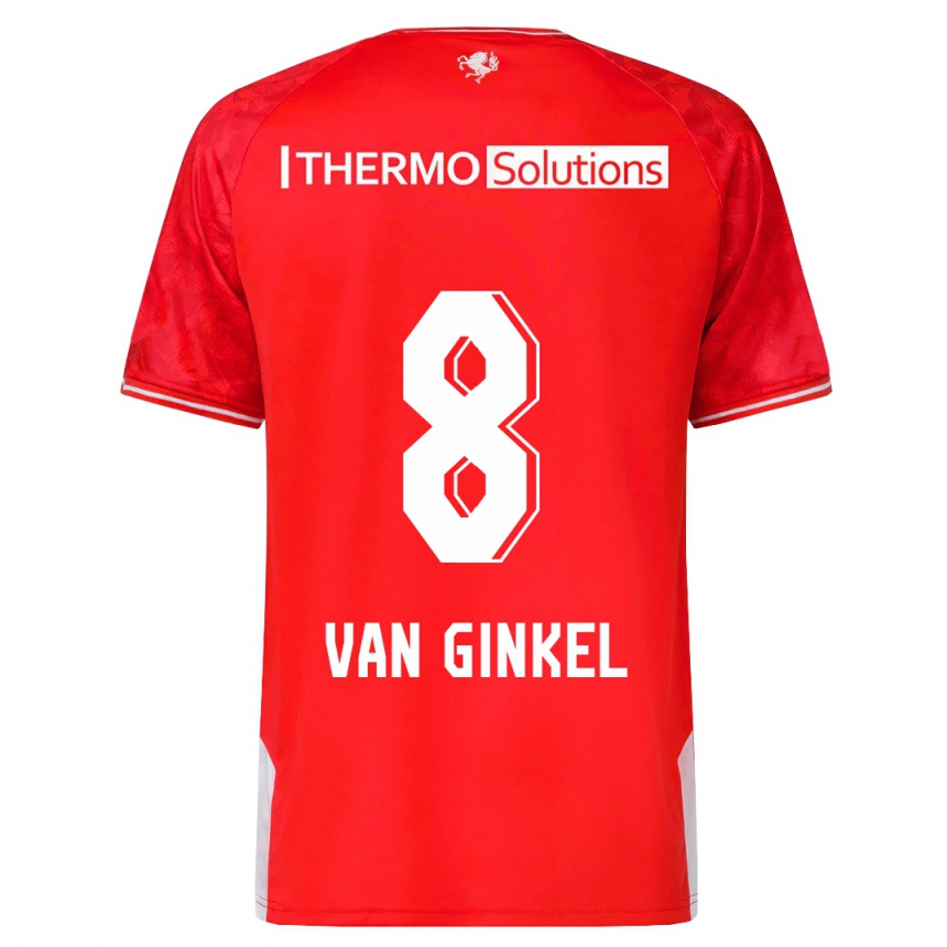 メンズフットボールダニク・ファン・ヒンケル#8赤ホームシャツ2023/24ジャージーユニフォーム