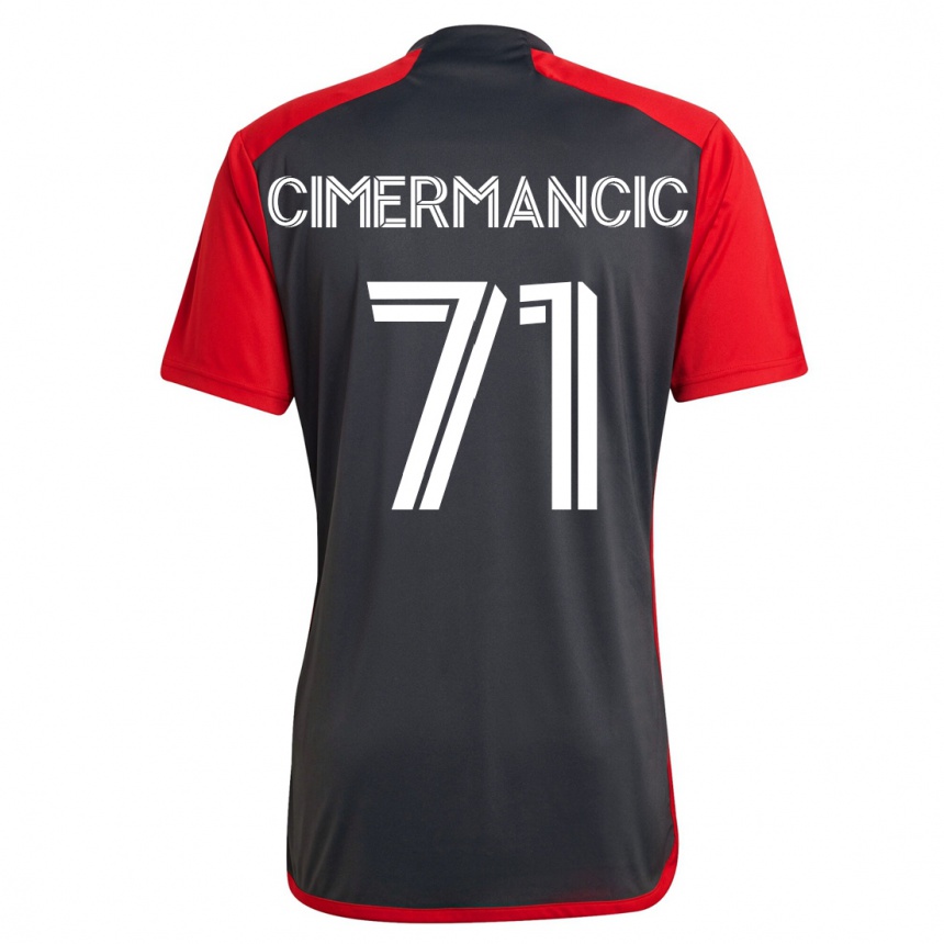 メンズフットボールマルクス・チメルマンチッチ#71グレーホームシャツ2023/24ジャージーユニフォーム