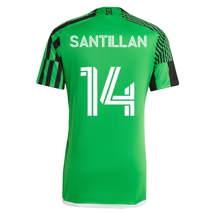 メンズフットボールジョナサン・サンティラン#14グリーンブラックホームシャツ2023/24ジャージーユニフォーム