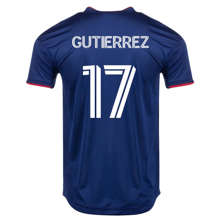 メンズフットボールブライアン・グティエレス#17ネイビーホームシャツ2023/24ジャージーユニフォーム