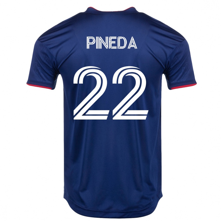 メンズフットボールマウリシオ・ピネダ#22ネイビーホームシャツ2023/24ジャージーユニフォーム