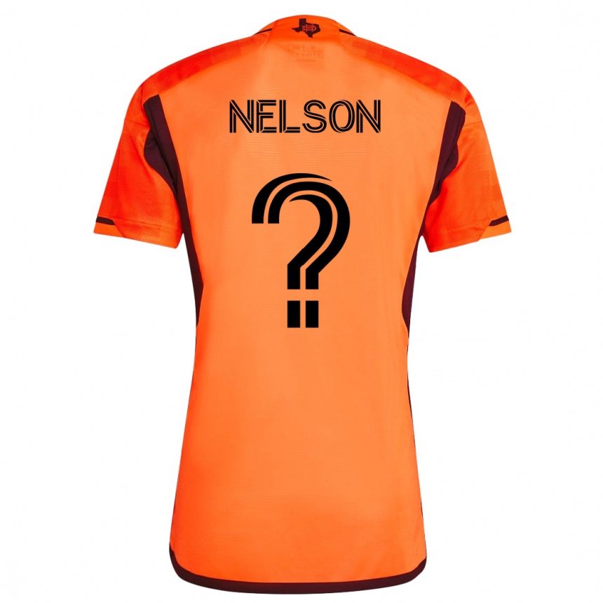 メンズフットボールマイケル・ネルソン#0オレンジホームシャツ2023/24ジャージーユニフォーム