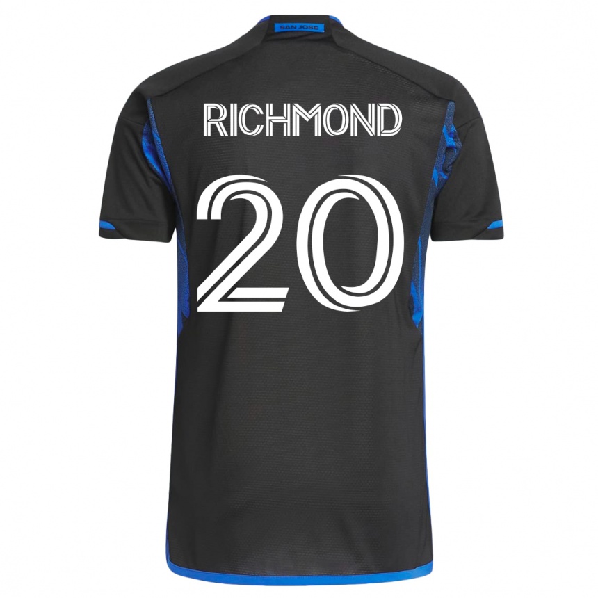 メンズフットボールウィル・リッチモンド#20青黒ホームシャツ2023/24ジャージーユニフォーム