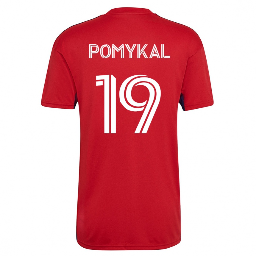 メンズフットボールパクストン・ポミカル#19赤ホームシャツ2023/24ジャージーユニフォーム