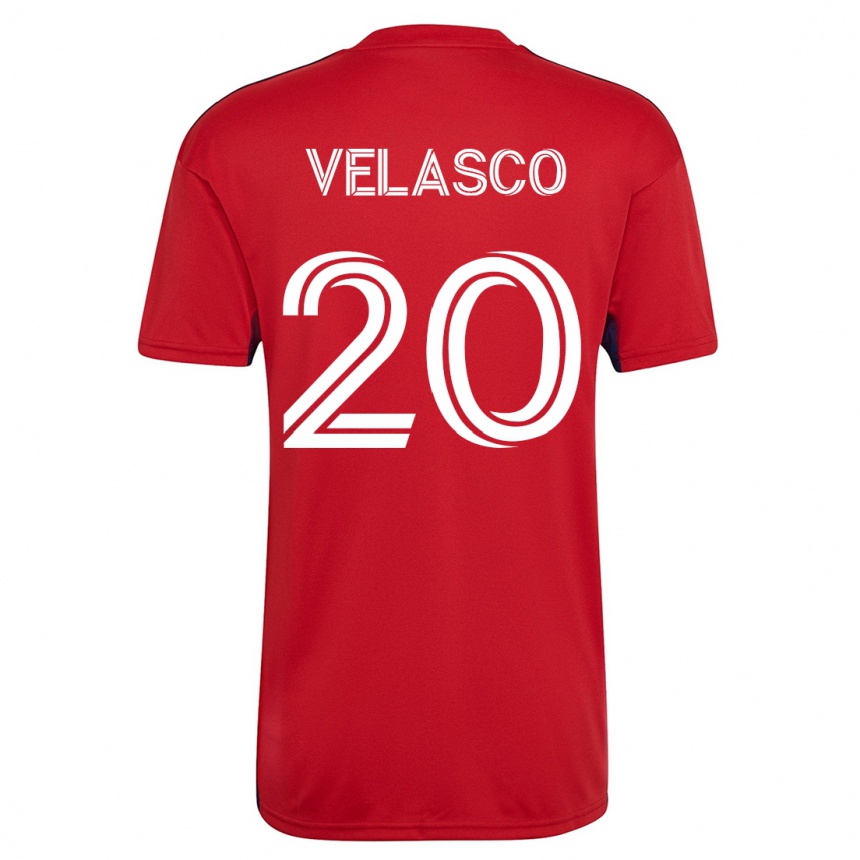 メンズフットボールアラン・ベラスコ#20赤ホームシャツ2023/24ジャージーユニフォーム