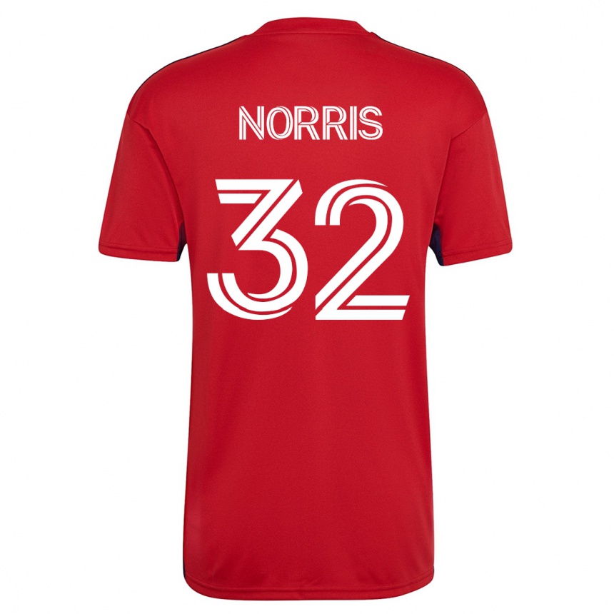 メンズフットボールノーラン・ノリス#32赤ホームシャツ2023/24ジャージーユニフォーム
