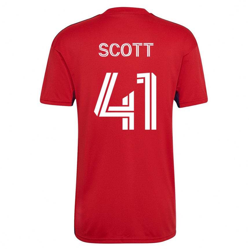 メンズフットボールタリク・スコット#41赤ホームシャツ2023/24ジャージーユニフォーム