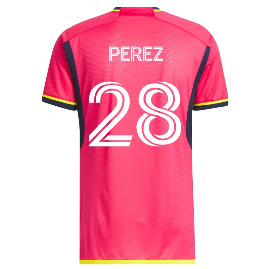 メンズフットボールミゲル・ペレス#28ピンクホームシャツ2023/24ジャージーユニフォーム