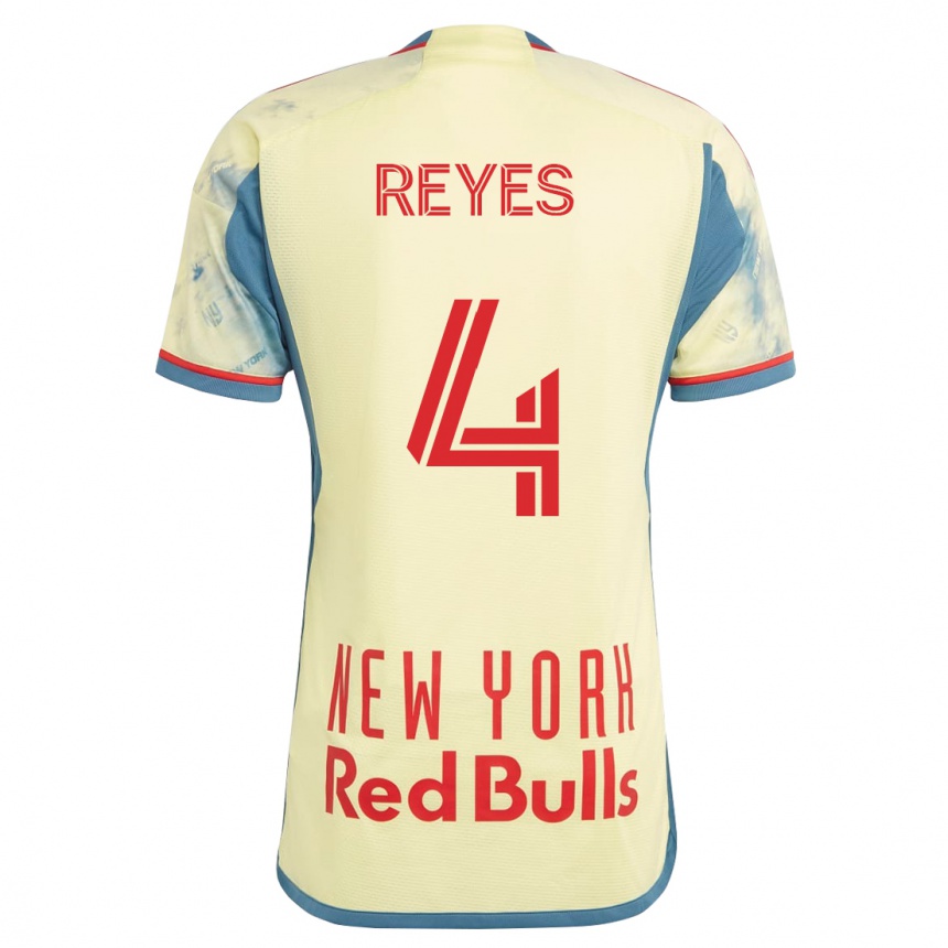 メンズフットボールアンドレス・レイズ#4イエローホームシャツ2023/24ジャージーユニフォーム
