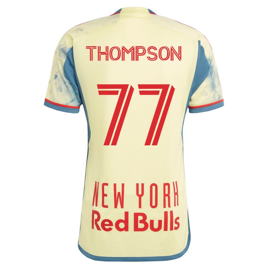 メンズフットボールエイモス・シャピロ・トンプソン#77イエローホームシャツ2023/24ジャージーユニフォーム