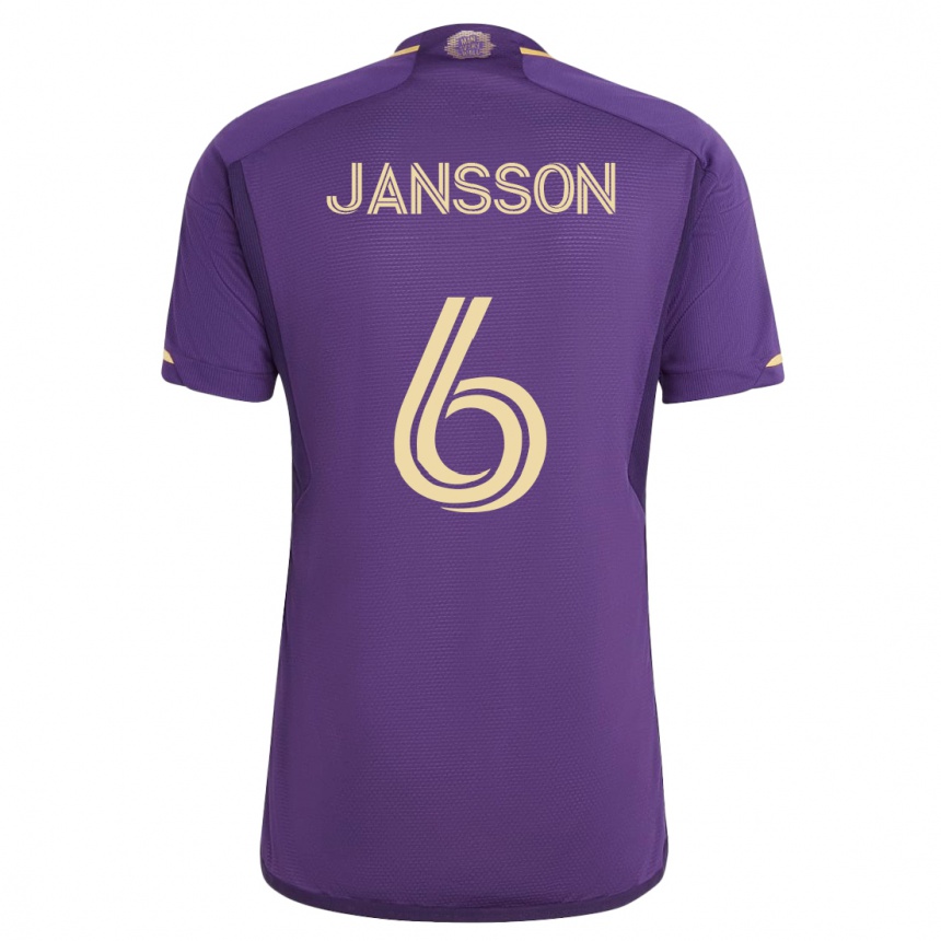 メンズフットボールロビン・ヤンソン#6バイオレットホームシャツ2023/24ジャージーユニフォーム