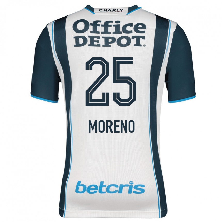 メンズフットボールカルロス・モレノ#25ネイビーホームシャツ2023/24ジャージーユニフォーム