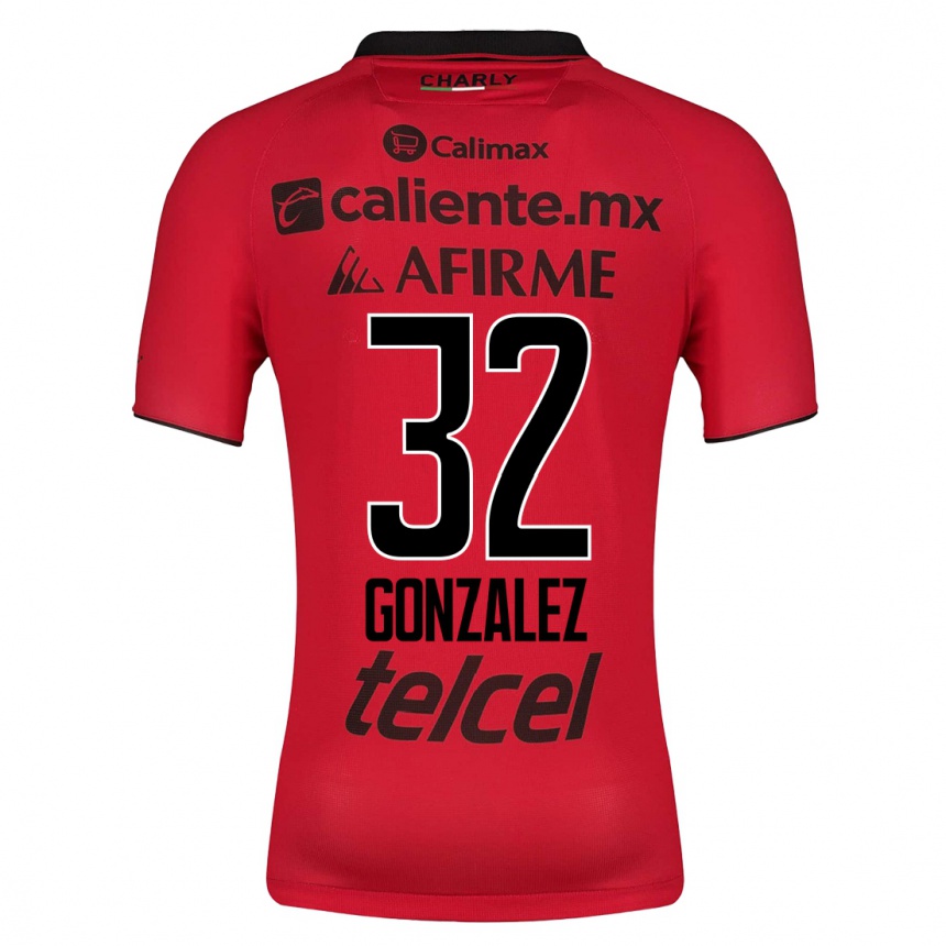 メンズフットボールカルロス・ゴンザレス#32赤ホームシャツ2023/24ジャージーユニフォーム