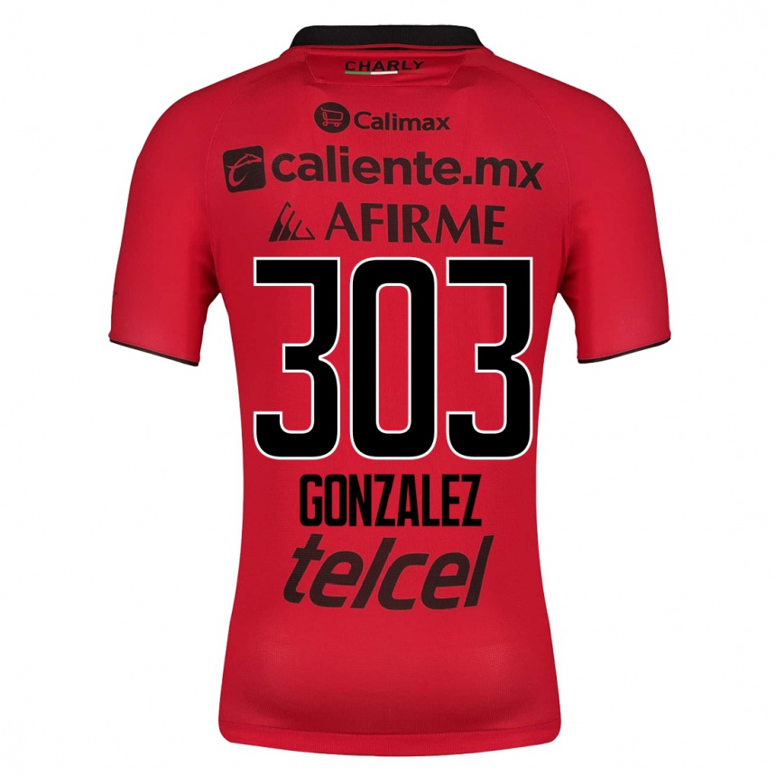 メンズフットボールオスマー・ゴンザレス#303赤ホームシャツ2023/24ジャージーユニフォーム