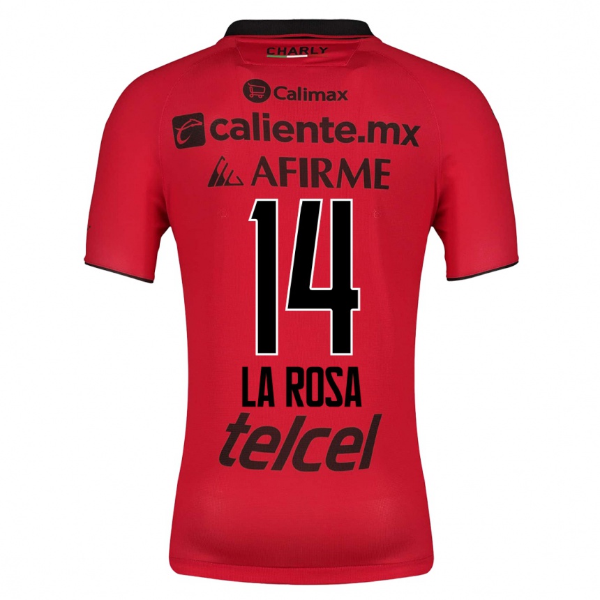 メンズフットボールジョセリン・デ・ラ・ローザ#14赤ホームシャツ2023/24ジャージーユニフォーム