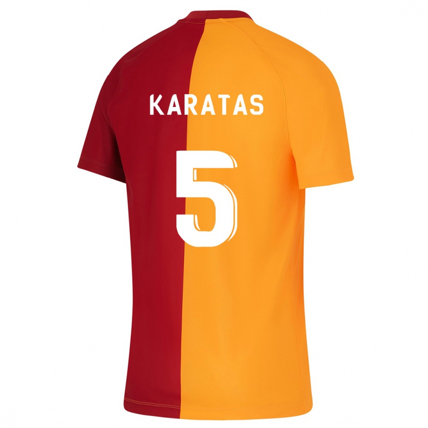 メンズフットボールエダ・カラタシュ#5オレンジホームシャツ2023/24ジャージーユニフォーム