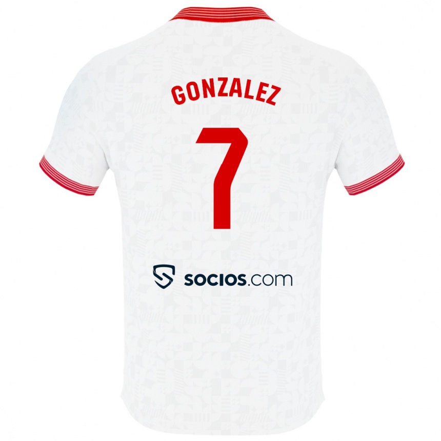 メンズフットボールフアン・ゴンザレス#7白ホームシャツ2023/24ジャージーユニフォーム