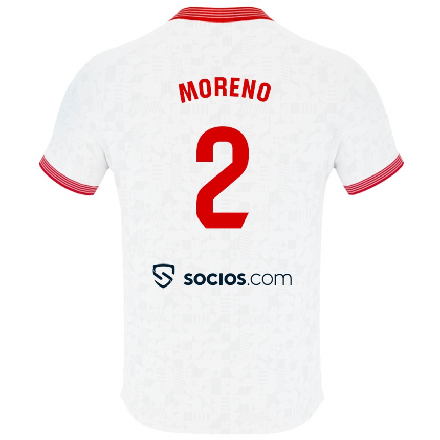 メンズフットボールホルヘ・モレノ#2白ホームシャツ2023/24ジャージーユニフォーム