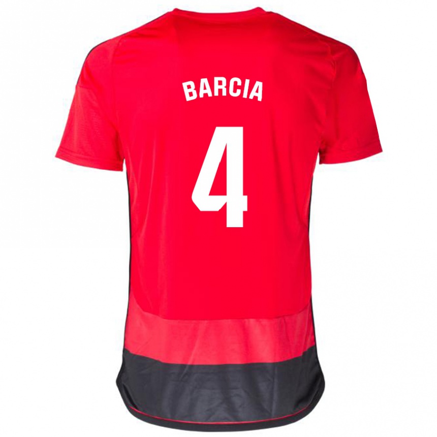 メンズフットボールセルヒオ・バルシア#4赤、黒ホームシャツ2023/24ジャージーユニフォーム