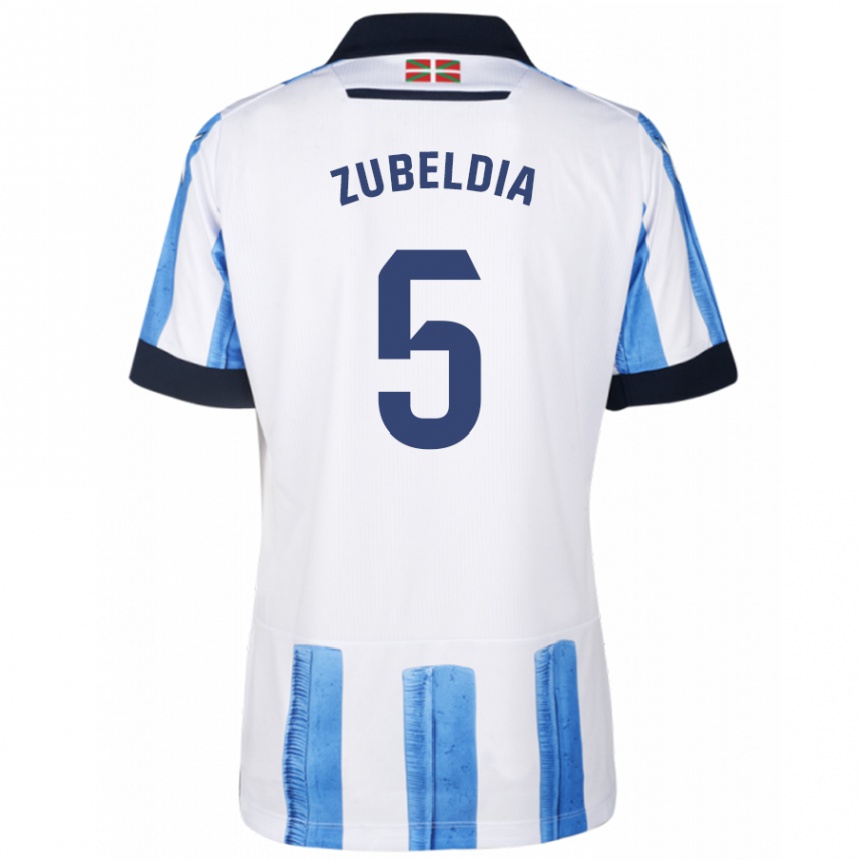 メンズフットボールイゴール・スベルディア#5ブルーホワイトホームシャツ2023/24ジャージーユニフォーム