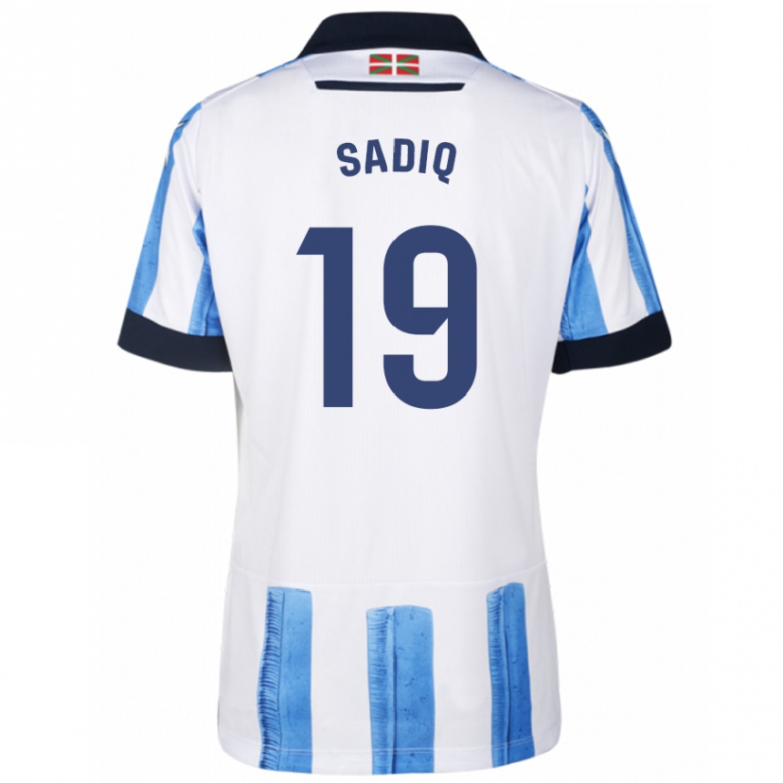 メンズフットボールウマル・サディク#19ブルーホワイトホームシャツ2023/24ジャージーユニフォーム