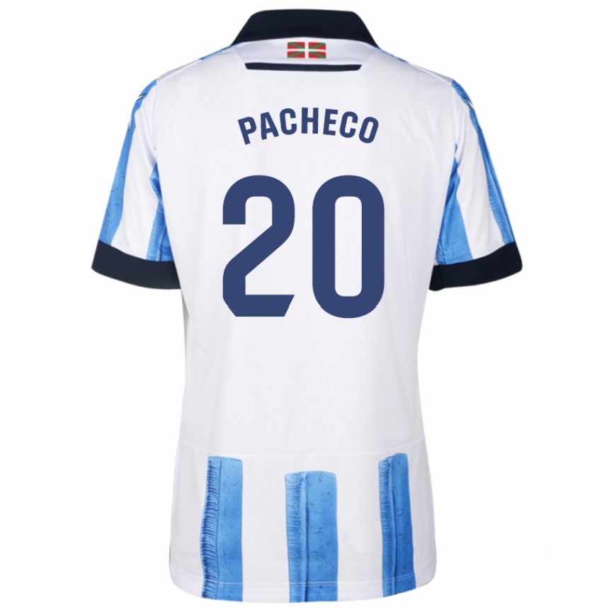 メンズフットボールジョン・パチェコ#20ブルーホワイトホームシャツ2023/24ジャージーユニフォーム