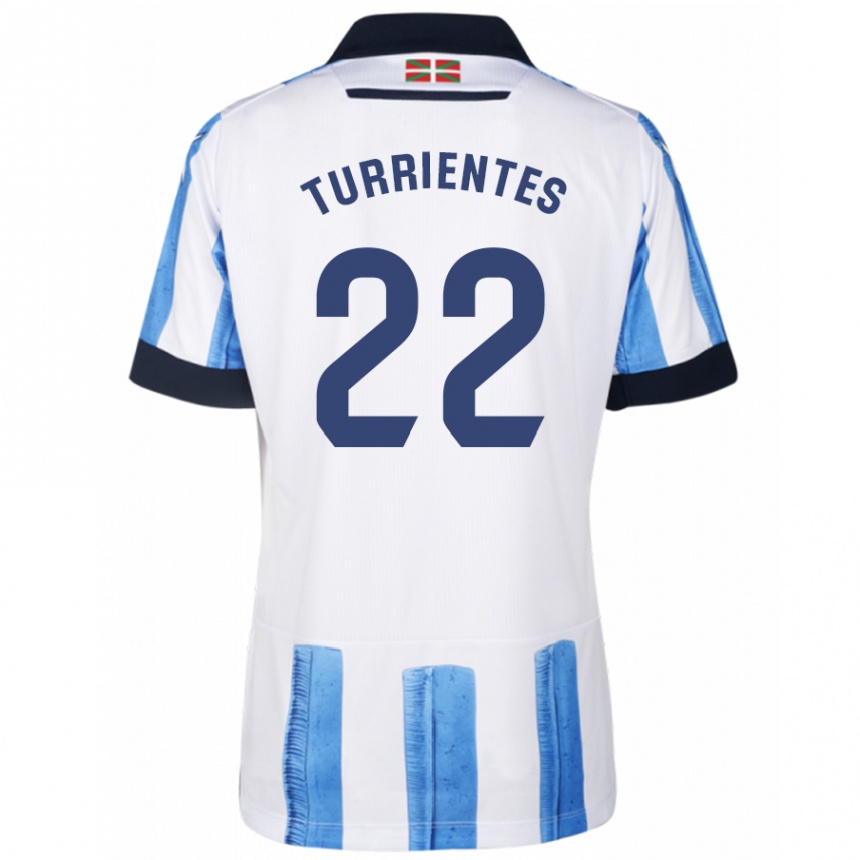 メンズフットボールベニャト・トゥリエンテス#22ブルーホワイトホームシャツ2023/24ジャージーユニフォーム