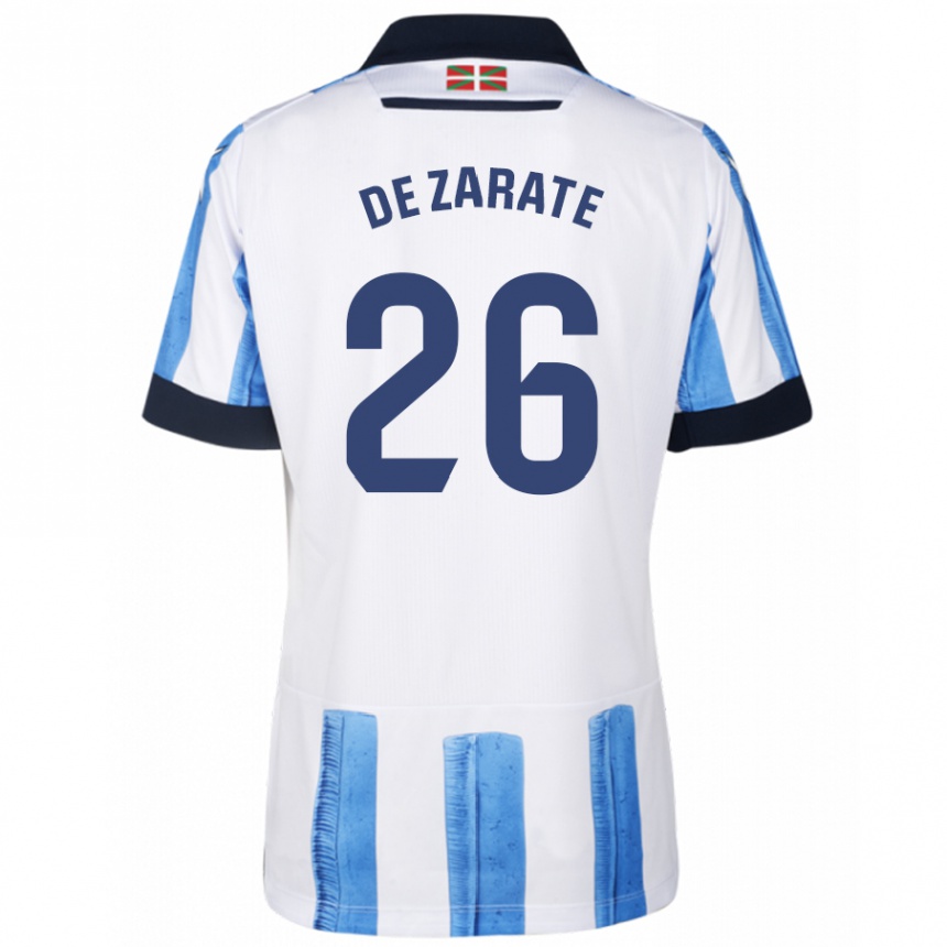 メンズフットボールウルコ・ゴンサレス・デ・サラテ#26ブルーホワイトホームシャツ2023/24ジャージーユニフォーム