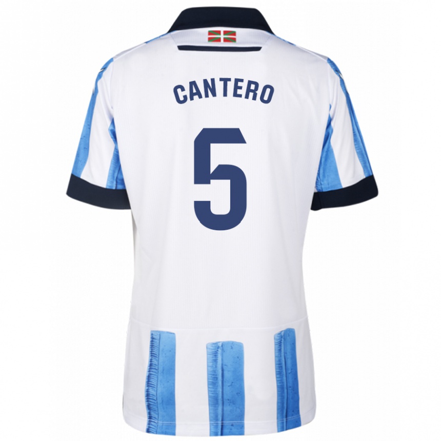 メンズフットボールヤゴ・カンテロ・ペレス#5ブルーホワイトホームシャツ2023/24ジャージーユニフォーム