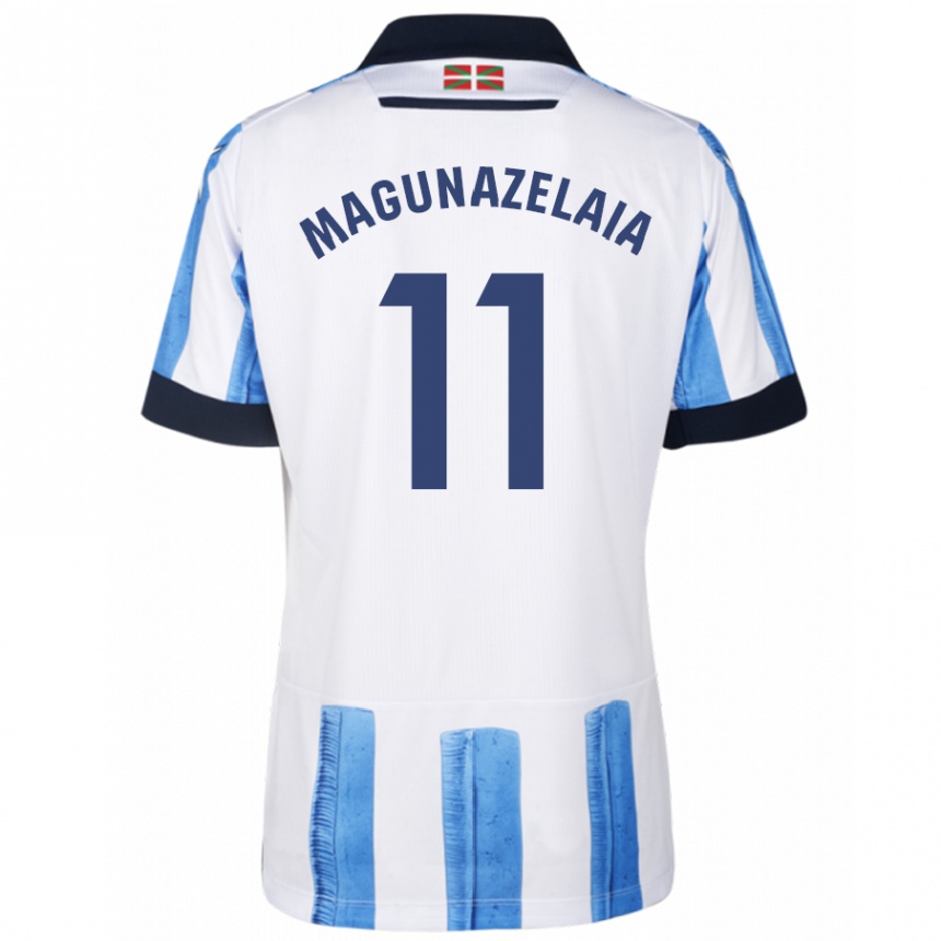 メンズフットボールジョン・マグナセライア#11ブルーホワイトホームシャツ2023/24ジャージーユニフォーム