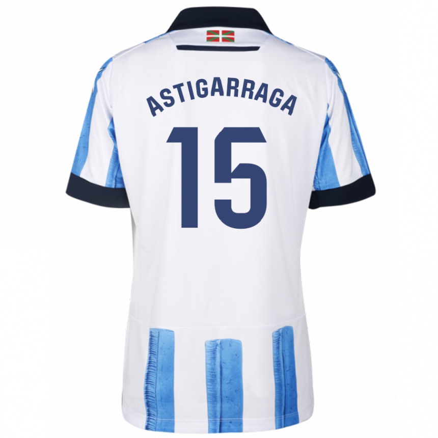 メンズフットボールエネコ・アスティガラガ#15ブルーホワイトホームシャツ2023/24ジャージーユニフォーム