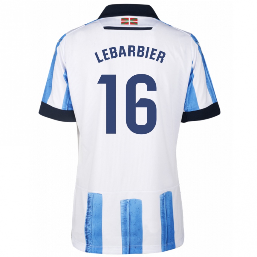 メンズフットボールアレックス・レバービア#16ブルーホワイトホームシャツ2023/24ジャージーユニフォーム