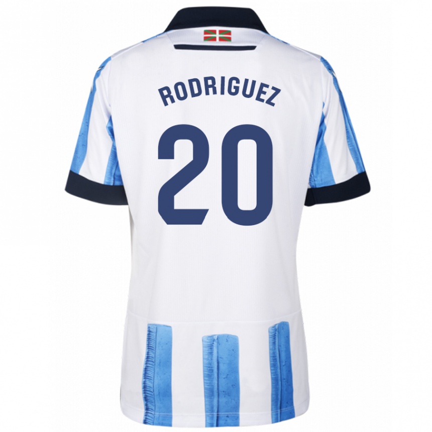 メンズフットボールミケル・ロドリゲス#20ブルーホワイトホームシャツ2023/24ジャージーユニフォーム