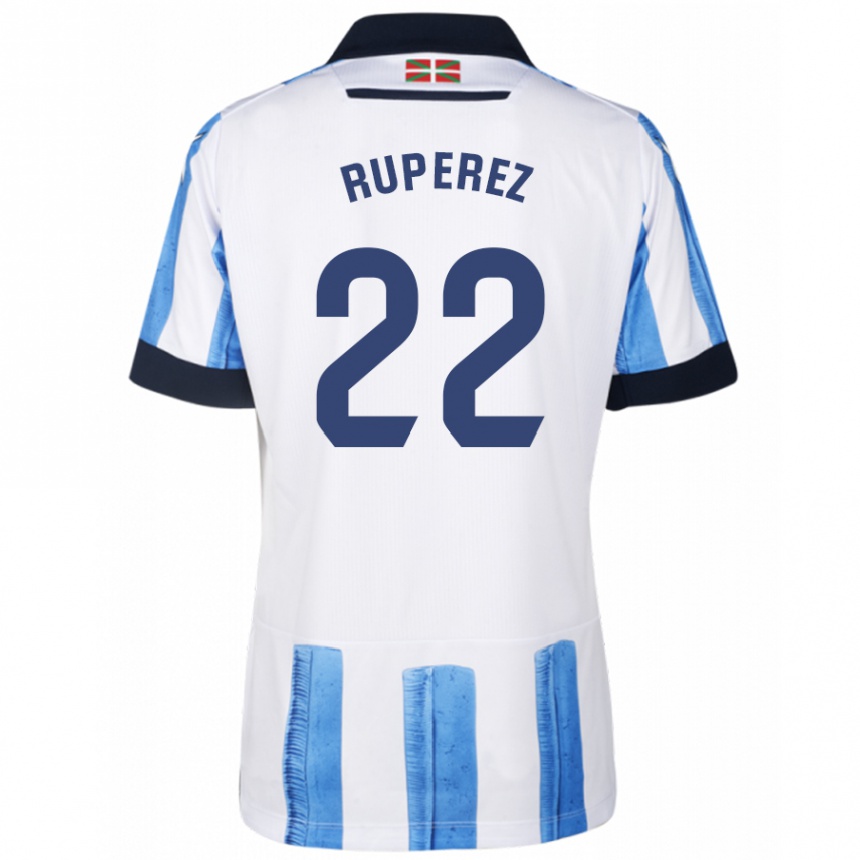 メンズフットボールイニャキ・ルペレス#22ブルーホワイトホームシャツ2023/24ジャージーユニフォーム