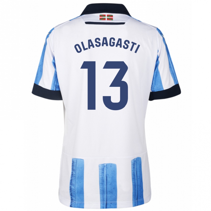 メンズフットボールランダー・オラサガスティ#13ブルーホワイトホームシャツ2023/24ジャージーユニフォーム