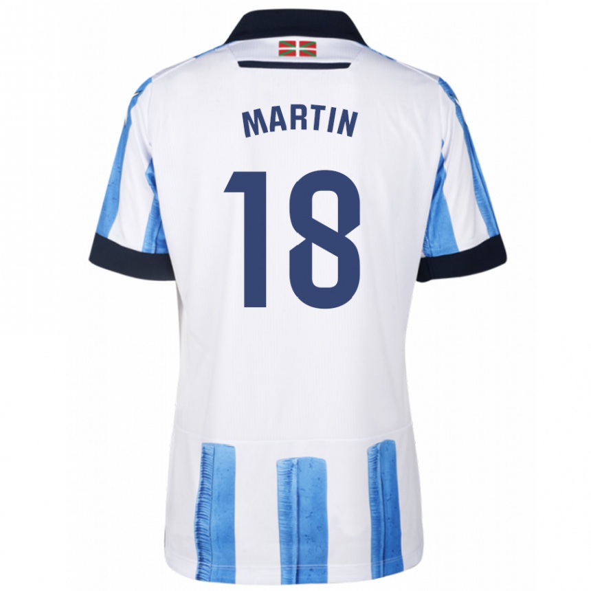 メンズフットボールヒューゴ・マーティン#18ブルーホワイトホームシャツ2023/24ジャージーユニフォーム