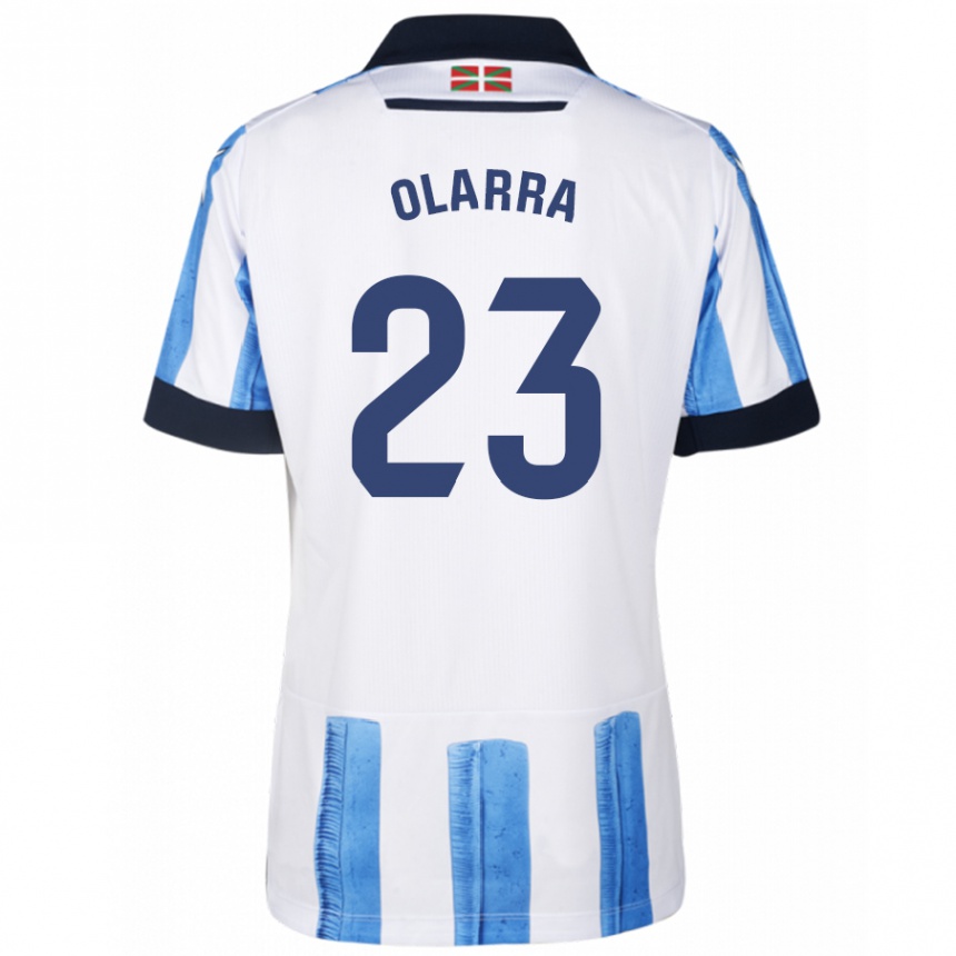 メンズフットボールアイマール・オララ#23ブルーホワイトホームシャツ2023/24ジャージーユニフォーム
