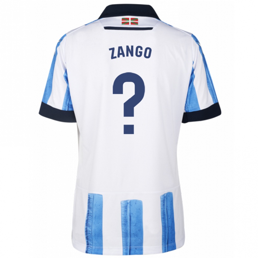メンズフットボールアドリアン・ザンゴ・アギレザバル#0ブルーホワイトホームシャツ2023/24ジャージーユニフォーム