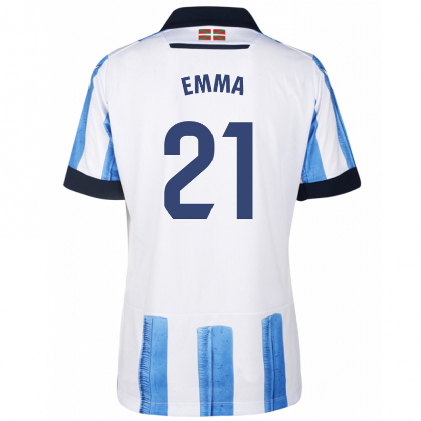 メンズフットボールエマ・ラミレス#21ブルーホワイトホームシャツ2023/24ジャージーユニフォーム
